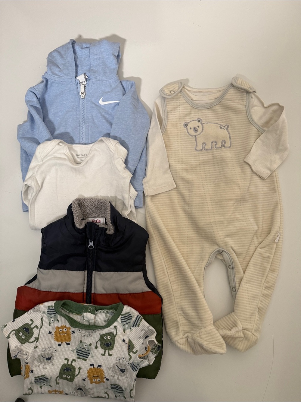 Nike Light Blue Hoodie and Neutral Footed One-Piece Set - Multi Color Pieces